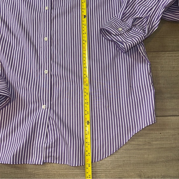 Ralph Lauren Womens Button Down Shirt Purple Bengal Striped Classic Preppy XL - Picture 8 of 10